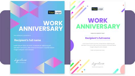 Celebrate Employee Success with Impactful Work Anniversary Certificates