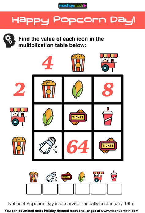 Celebrate National Popcorn Day with These Free Math Puzzles