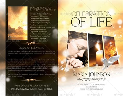 Celebration of life Funeral Program Brochure Template by Webm