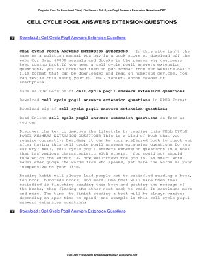 Cell Cycle Pogil Extension Questions Answer Key