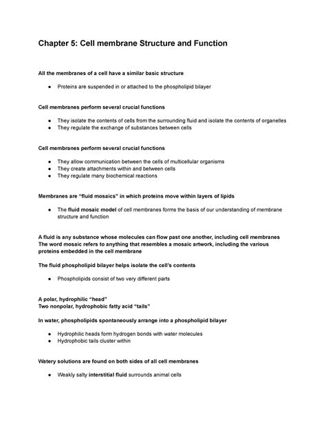 Cell Structure and Function Chapter 5