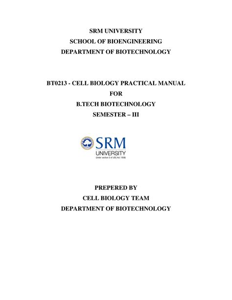 Cell biology practical manual srm university. - Peugeot vivacity scooter full service repair manual.