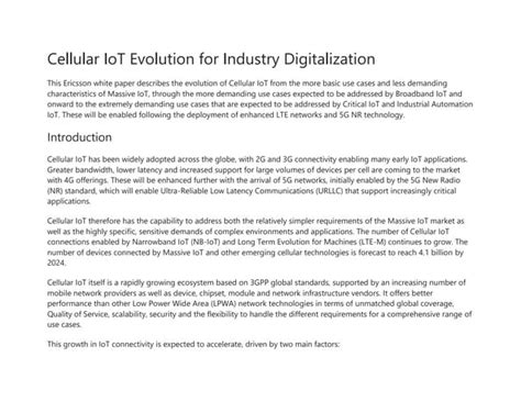 Cellular IoT Evolution for Industry Digitalization