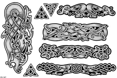Celtic band tattoo stencil. Pat Fish has specialized in Celtic tattooing since 1984, and has designed each original image in this collection specifically to be an effective tattoo. Many of the designs are inspired by her research into the illuminated manuscripts and carved standing stones in Ireland, Scotland, and the rest of the British Isles. 