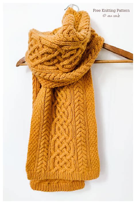 Celtic cable scarf knitting pattern free.  ESP/ENG.  Get a free knitting pattern for a be...