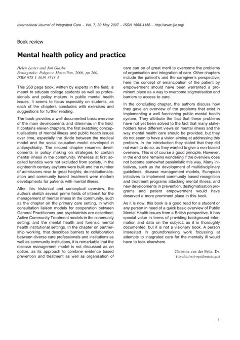 Center for Mental Health – Advancing research, policy, practice …