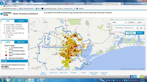 CenterPoint Energy Outage and Restoration Map 
