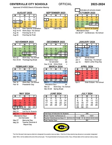 Centerville community schools calendar.  Buffer Days (To be used in this...