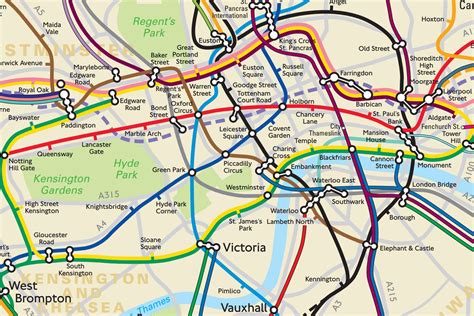 Central London Tube Map - Streets, Stations & Lines