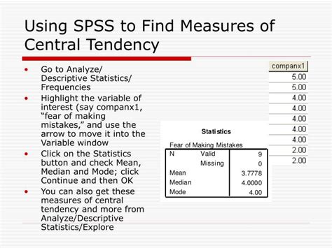 Central Tendency in SPSS - Central Tendency in SPSS Creating