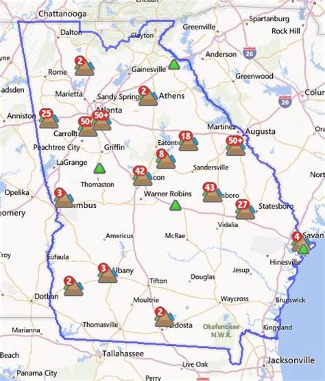Georgia outage maps: To keep track of power outages across the state of Georgia, click here. The figures below reflect the reported number of customers from each agency affected by outages .... 
