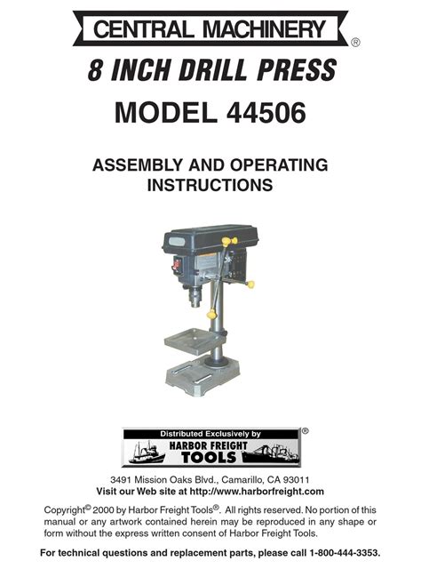 Central machinery drill press 44506 manual. - Robert musil, la patience et le clandestin.
