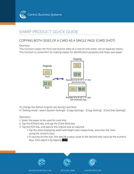 Centric Business Systems Sharp Quick Guide: Card Shot.