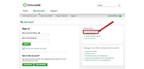 CenturyLink - MyAccount Overview Forgot User Name Forgot Passwor