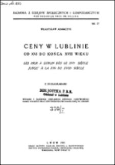 Ceny w lublinie od xvi do końca xviii wieku. - Catalogue des livres faisant partie de la librairie de l. potier..