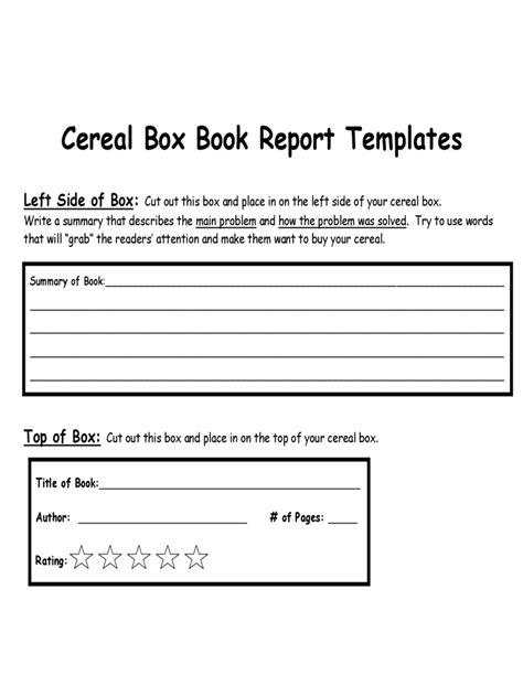 Cereal Box Book Report Templates in Word and Pdf formats