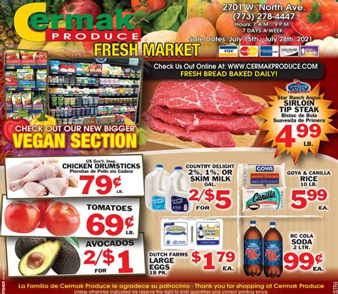 Cermak aurora il weekly ad. The Cermak Fresh Market Deli Department offers a large selection of deli sandwiches, meats, poultry and fish, cheeses, and fast meals for those on the go. We offer a wide variety of cold cuts and assorted fresh breads from our menu combos or you can design a creation to your own specifications. We offer selects from some of the largest brands ... 