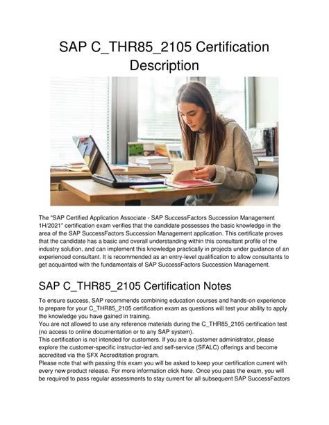 Certificate C-THR85-2105 Exam