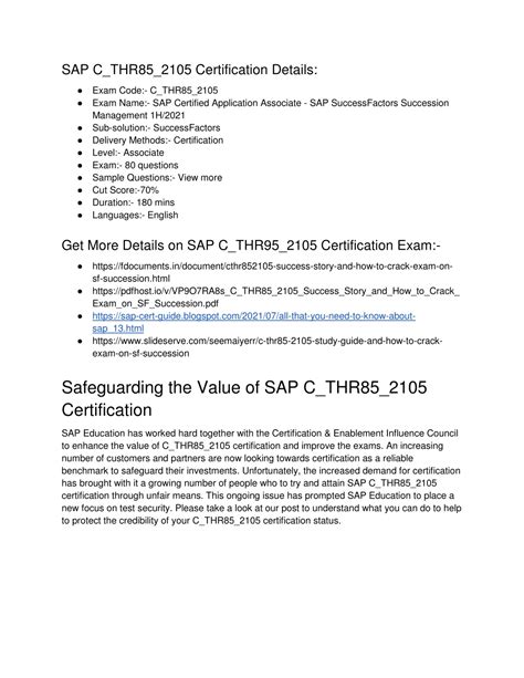 Certificate C-THR85-2105 Exam