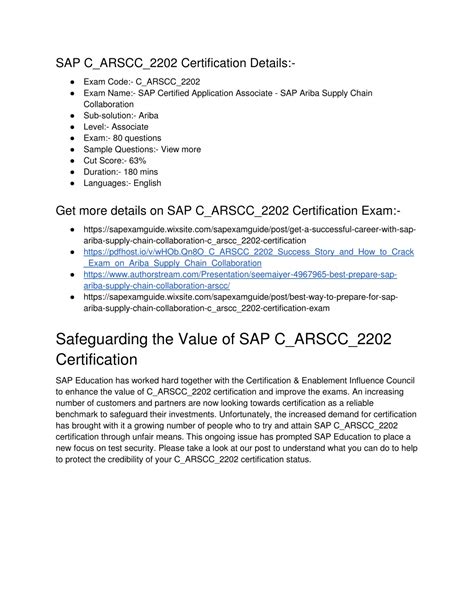 Certificate C_ARSCC_2202 Exam