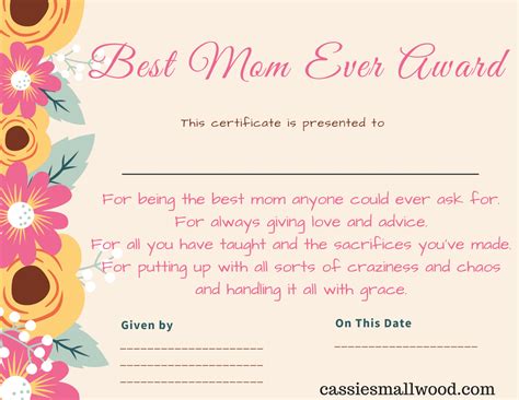 Certificate For Mom