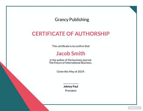 Certificate Of Authorship