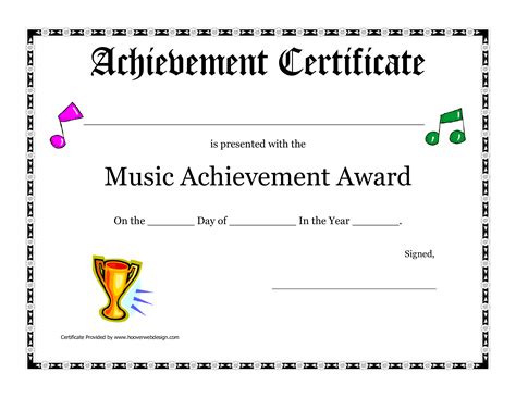 Certificate Template Music