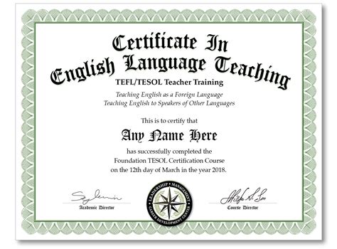 Certificate in english language teaching. Certificate in Teaching English as a Foreign Language. Master the Art of Teaching English Abroad. New. 0.0 (0 ratings) 0 students. Created by Global Edulink. Last updated 10/2023. English. What you'll learn. Demonstrate a high level of proficiency in English including grammar, vocabulary, and pronunciation. 