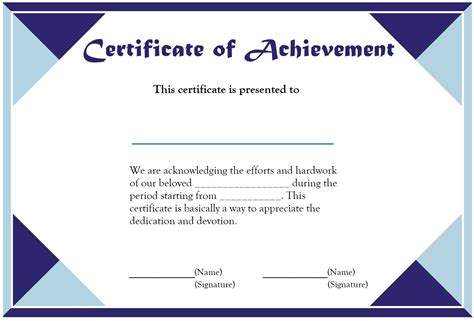 Certificate of Achievement Template Google Docs Free Word Excel