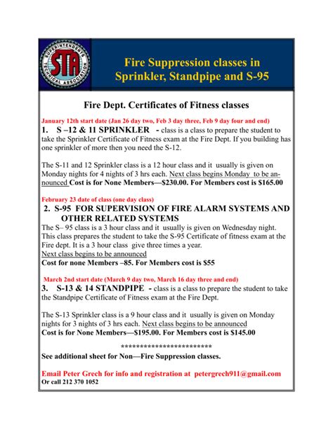 A technician who installs, inspects, tests and services fire alarm systems in New York City must hold a Certificate of Fitness for Fire Alarm Systems Inspection, Testing and Service Technician (S-98). This Certificate of Fitness is valid only for the specific person to whom it is issued and can be used anywhere within New York City..