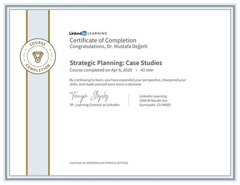 CertificateOfCompletion Strategic Planning Case Studies
