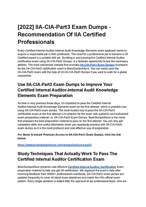 Certification IIA-CIA-Part3 Dump