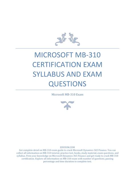 Certification MB-310 Questions