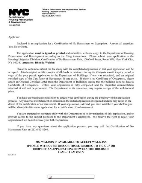 Certification Of No Harassment
