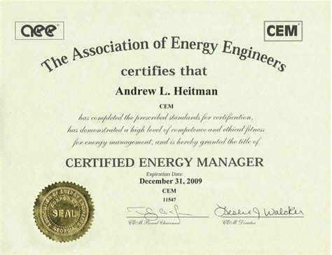 Certified Energy Manager Certification