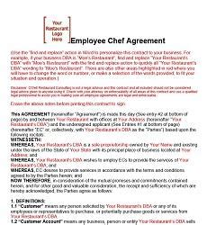 Certified Personal Chef Employment Contracts