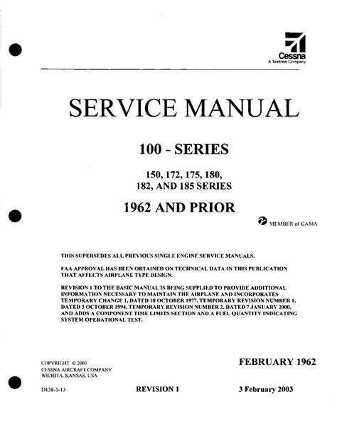 Cessna 100 series 150 172 177 180 182 185 service repair manual 1956 1962. - Westerbeke generator service manual 12 6 btd.