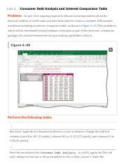 Ch4 lab 2 consumer debt analysis.  Lab 2: Consumer Debt Analysis and Interest Comparison Ta...