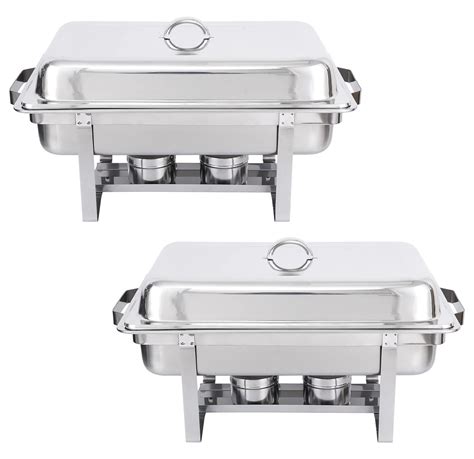 Chafing Dish 2 Packs 8 Quart Stainless Steel Chafer Full Size ...