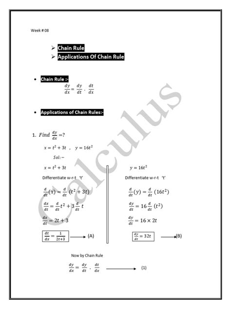 Chain Rule Applications of Chain Rule PDF Subtraction Syntax (Logic)