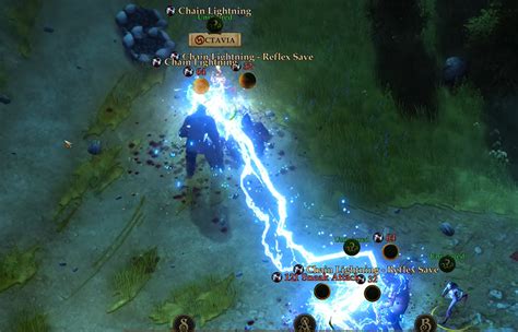 Chain lightning pathfinder.  The electricity then arcs to another creature within 30...