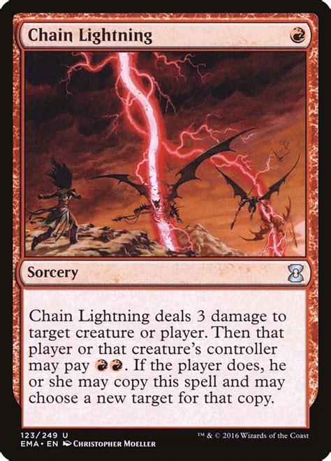 Chain lightning scryfall.  (Scryfall note) As Chain Lightning resolves, ei...