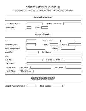 Chain of Command Worksheet Army Board Guidance