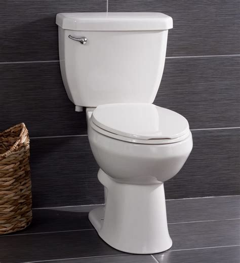 American Standard Mainstream White Round Chair Height 2-piece WaterSense Toilet 12-in Rough-In 1.28-GPF. The Mainstream Chair Height Round Front Toilet delivers the worry-free reliability that has defined the American Standard brand for more than 140 years. Mainstream is Water Sense certified for high efficiency.. 