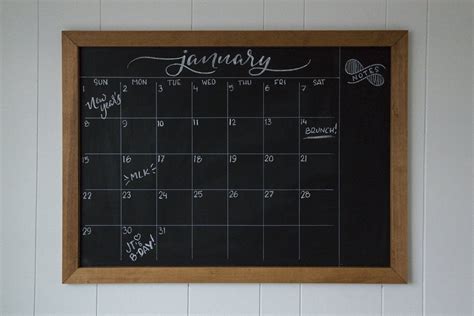 Chalkboard Calendar For Wa