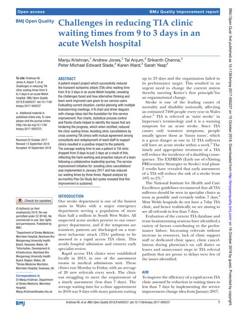 Challenges in reducing TIA clinic waiting times from 9