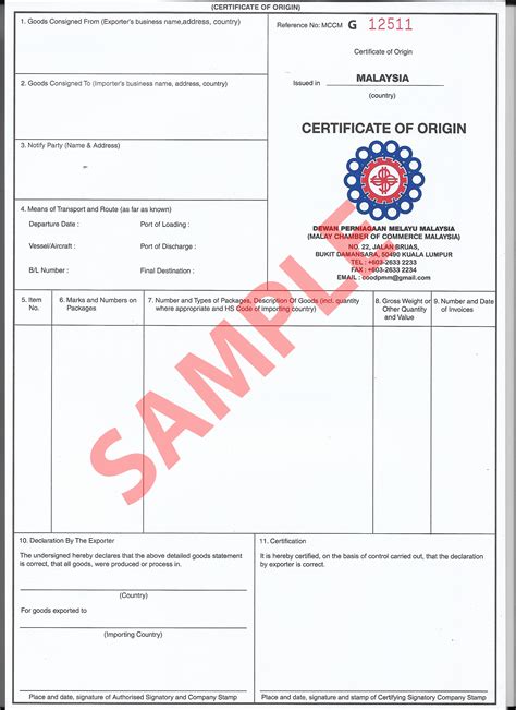 Chamber Of Commerce Certificate Of Origin