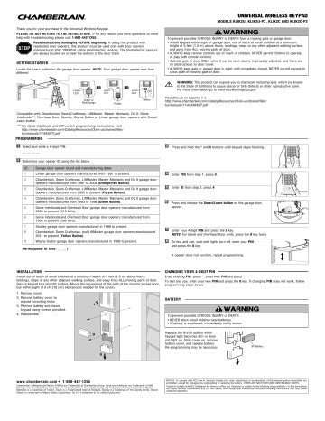 Parts. Results 1-20 of 1,394. LiftMaster Smart LED Garage Door Opener Owner's Manual - English, French, Spanish. Owner's Manual for LiftMaster Smart LED Garage Door Opener Models 87504-267, 84504R, 84505R, 87802, and 84602 in English, French, and Spanish. Chamberlain MYQLED2 Installation Manual - English, French.