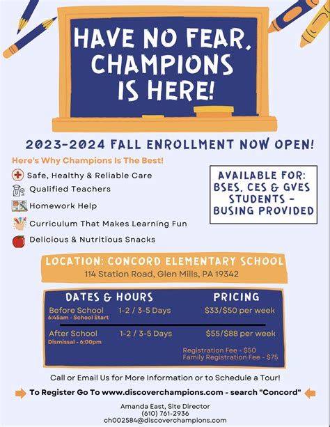 Champions before and after school programming — Garnet Valley School …