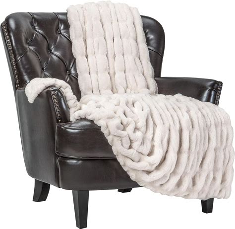 Chanasya Ruched Luxurious Soft Faux Fur Throw Blanket